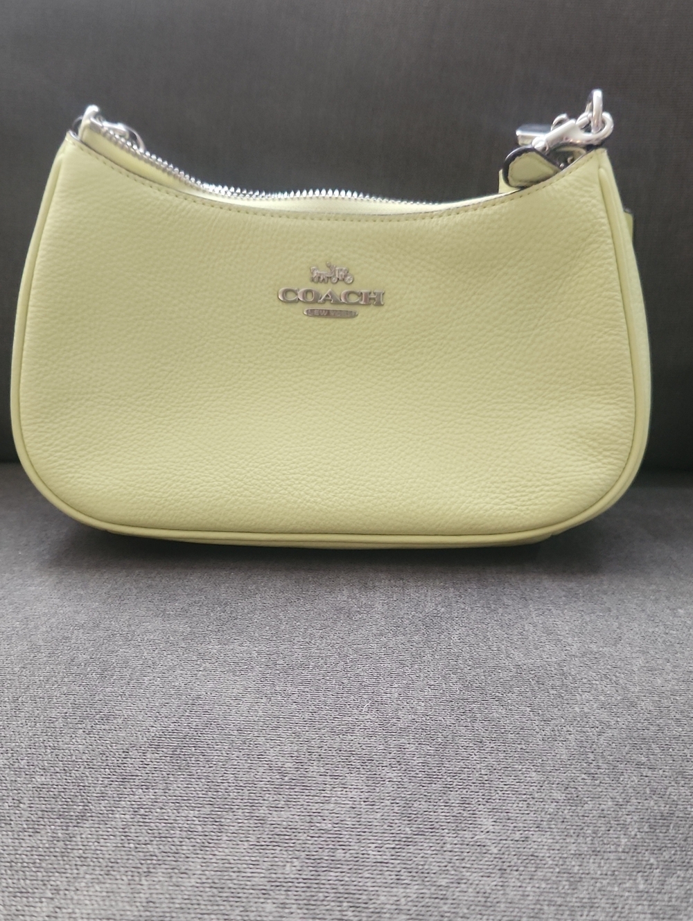 Coach Pebbled Leather Mini Shoulder Bag in Pale Lime